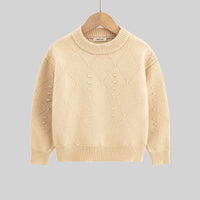 Boys Beige Self-Design Diamond Pattern Sweater Sweaters & Cardigans