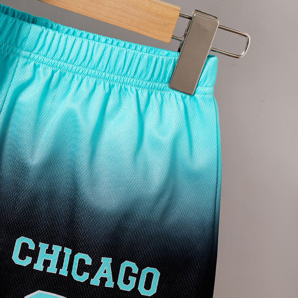 Boys Teal Chicago Print Sleeveless T-Shirt With Shorts Set 2 pc. Sets