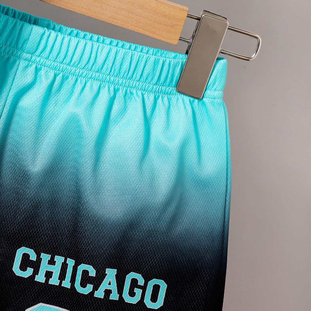Boys Teal Chicago Print Sleeveless T-Shirt With Shorts Set 2 pc. Sets
