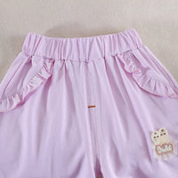 Girls Printed Raglan Sleeve Top with Lavender Shorts Sets 2 pc. Sets