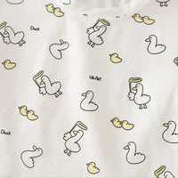 Girls Pink Duck Applique Dungaree With Printed T-Shirt Set Sets