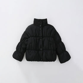 Girls Black Solid Puffer Winter Jacket Coats & Jackets