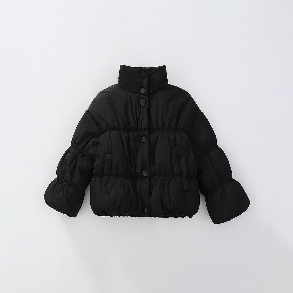 Girls Black Solid Puffer Winter Jacket Coats & Jackets