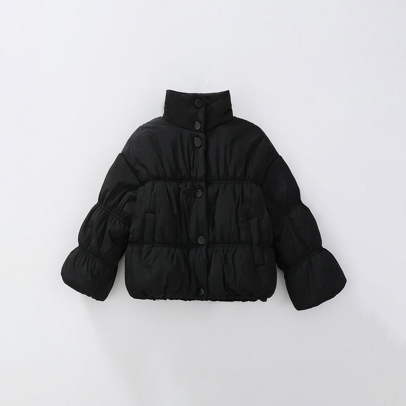 Girls Black Solid Puffer Winter Jacket Coats & Jackets