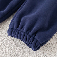 Boys Navy Blue Alphanumeric Printed Regular Sweatshirt With Trouser Sets 3 pc. Sets