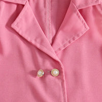 Girls Pink Sleeveless Vest With Pleated Flared Pants Set Sets