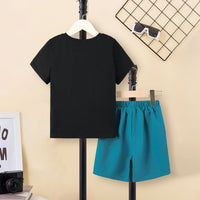 Boys Navy Blue Short Sleeve T-Shirt With Double Flap Pocket Shorts Set 2 pc. Sets