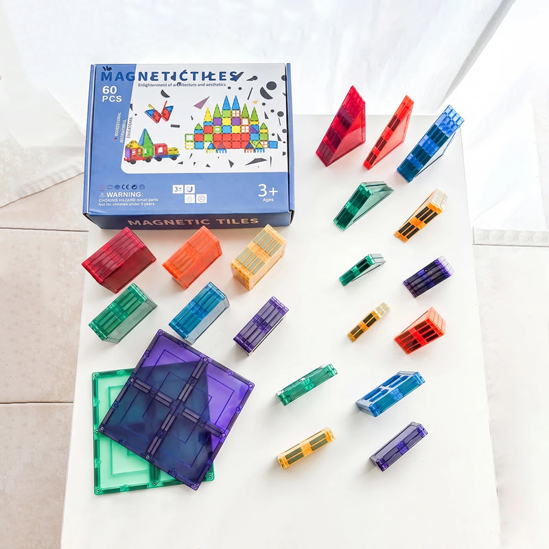 Multicolor 60-Piece Magnetic Building Tiles Set Trending Accessories Multicolor Onesize