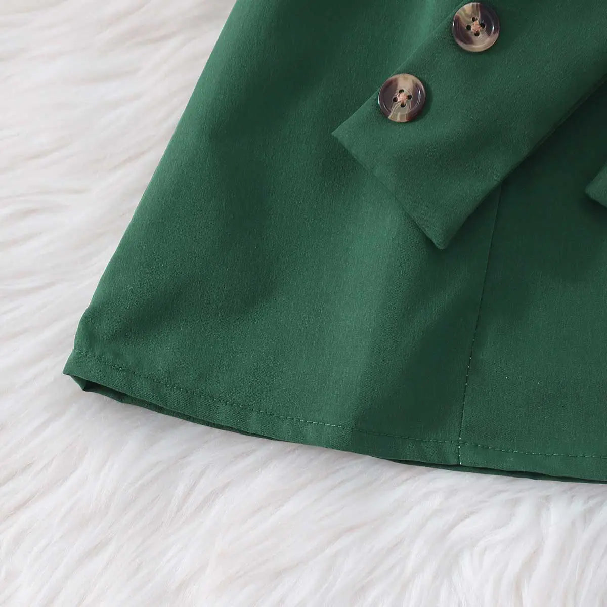 Girls Green Solid Long Sleeves Shirt Dress Casual Dresses