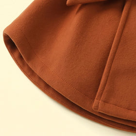 Girls Brown Solid Long Sleeve Trench Coat Coats & Jackets