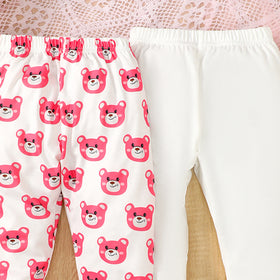 Girls White Printed Legging ( Pack Of 2) Leggings & Tights