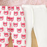 Girls White Printed Legging ( Pack Of 2) Leggings & Tights