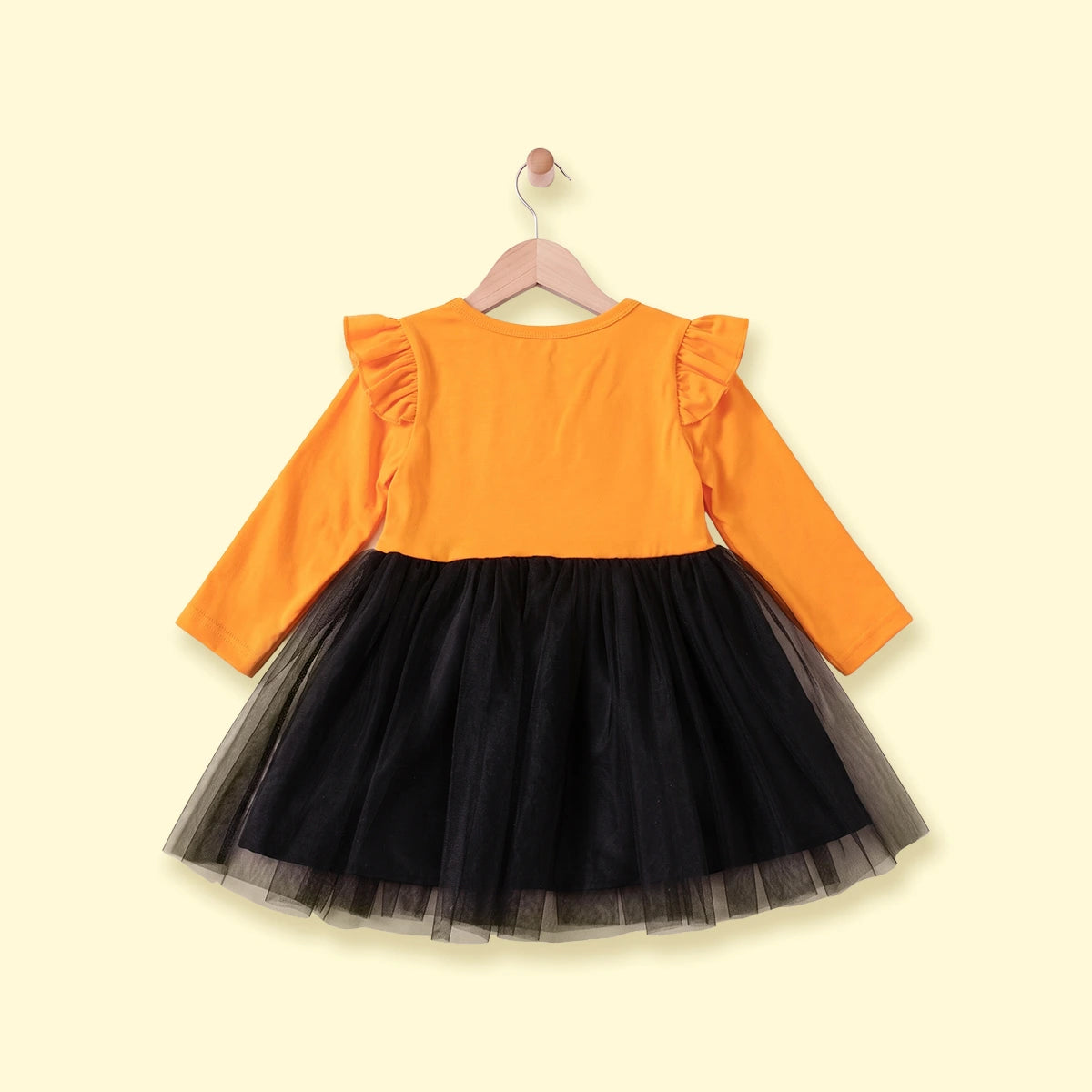 Girls Orange Skeleton Print Fit & Flare Dress Casual Dresses