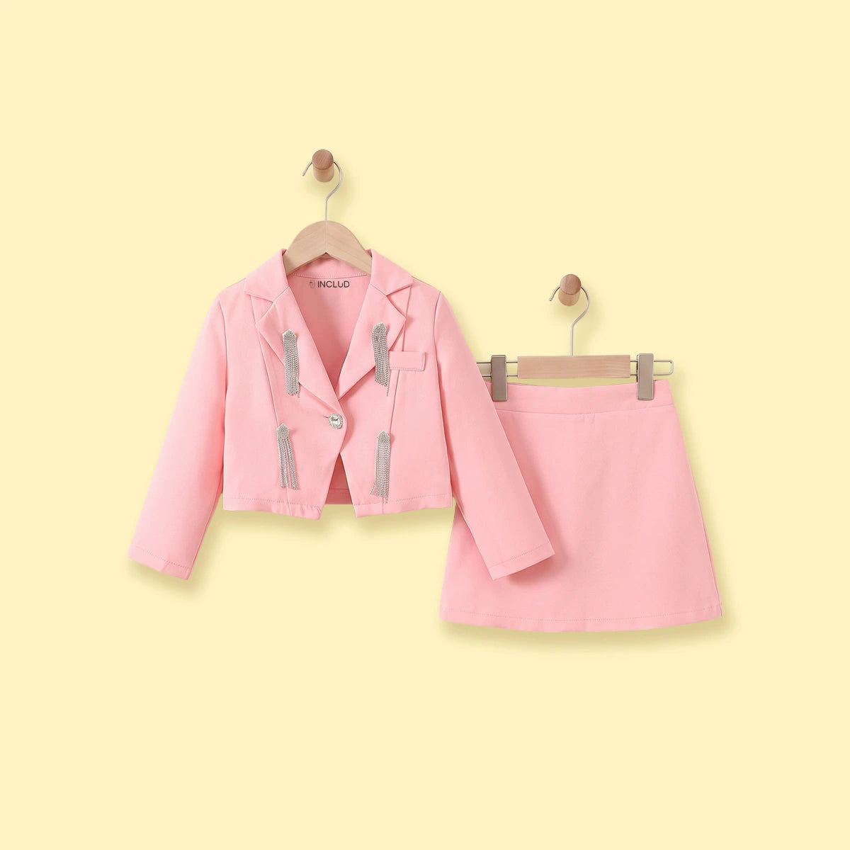 Girls Light Pink Long Sleeve Blazer & Skirt Sets 2 pc. Sets Light Pink 2-3 Y