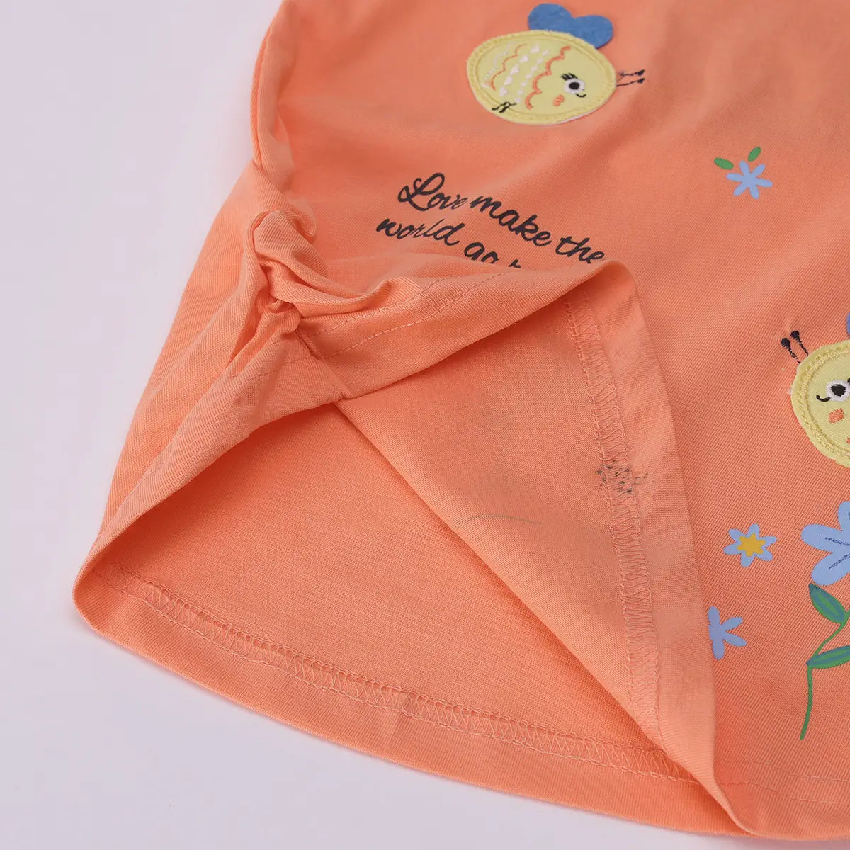 Girls Orange Floral Print Short Sleeve T-Shirt With Striped Shorts Sets 2 pc. Sets