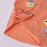 Girls Orange Floral Print Short Sleeve T-Shirt With Striped Shorts Sets 2 pc. Sets