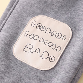 Boys Grey Bear Applique Jogger Joggers