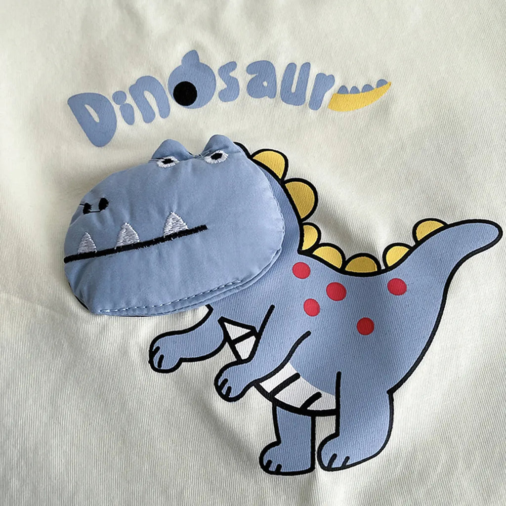 Boys Blue Dinosaur Printed T-Shirt With Shorts Sets Sets