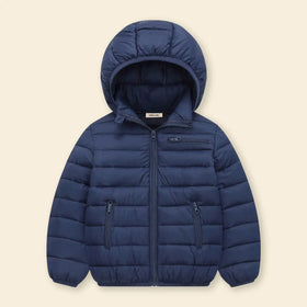 Boys Navy Blue Hooded Puffer Jacket With Long Sleeves Coats & Jackets Navy Blue 4-5 Y