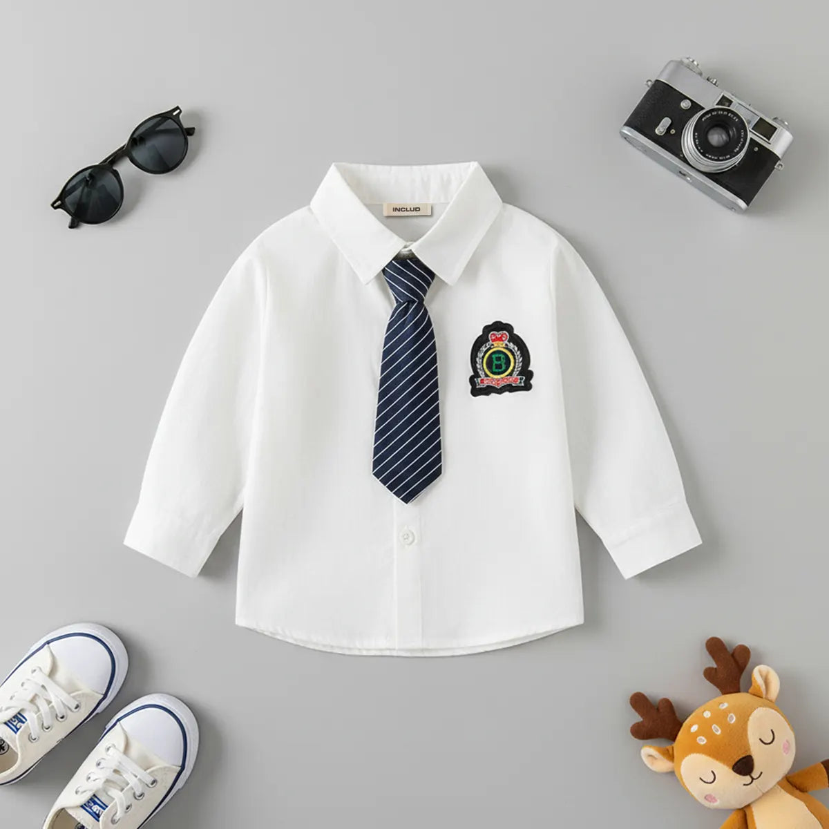 Boys White Shirts With Attached Neck-tie Shirts White 1-2 Y