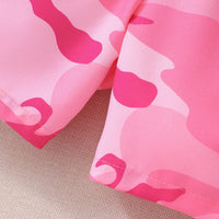 Girls Pink Crop Top & Camisole With Printed Shorts Set Sets