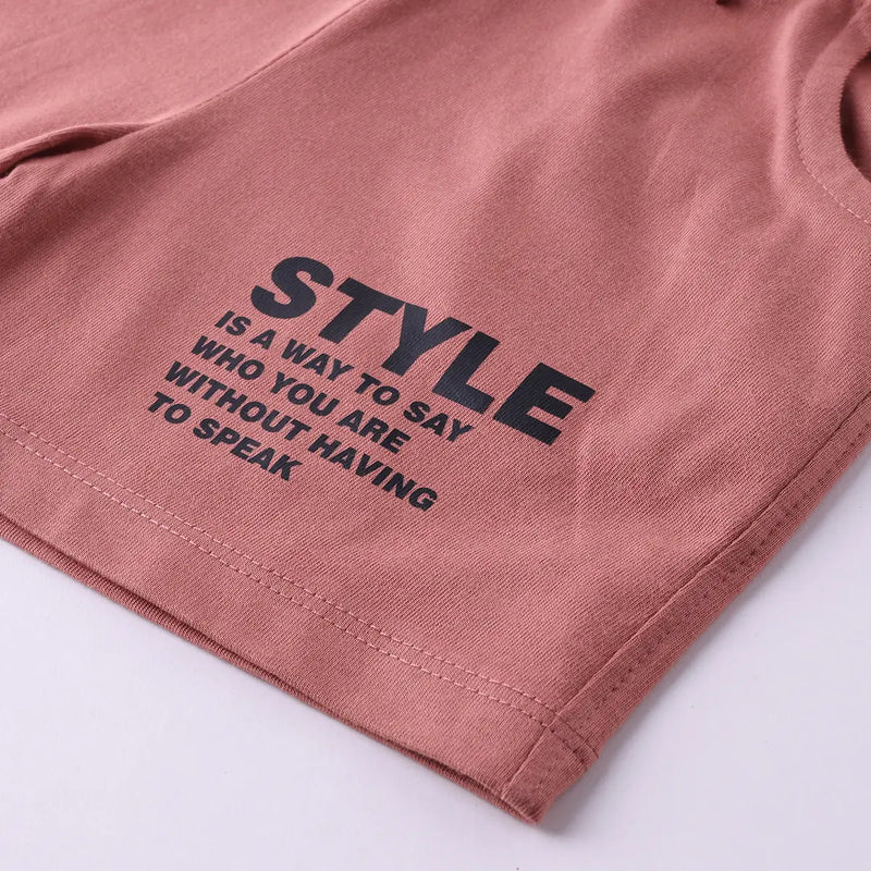 Boys Rust Typographic Print Polo Short Sleeves T-Shirt With Drawstring Shorts Sets Sets
