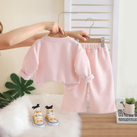 Girls Light Pink Embroidered Sweatshirt With Pants Set 2 pc. Sets