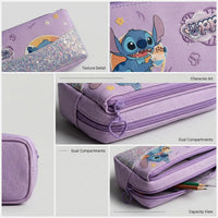 Girls Lavender Zipper Pencil Pouch with Glitter Finish Trending Accessories