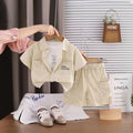 Boys Beige Typographic Printed Shirt With Printed T-shirt And Shorts Sets 3 pc. Sets Beige 1-2 Y