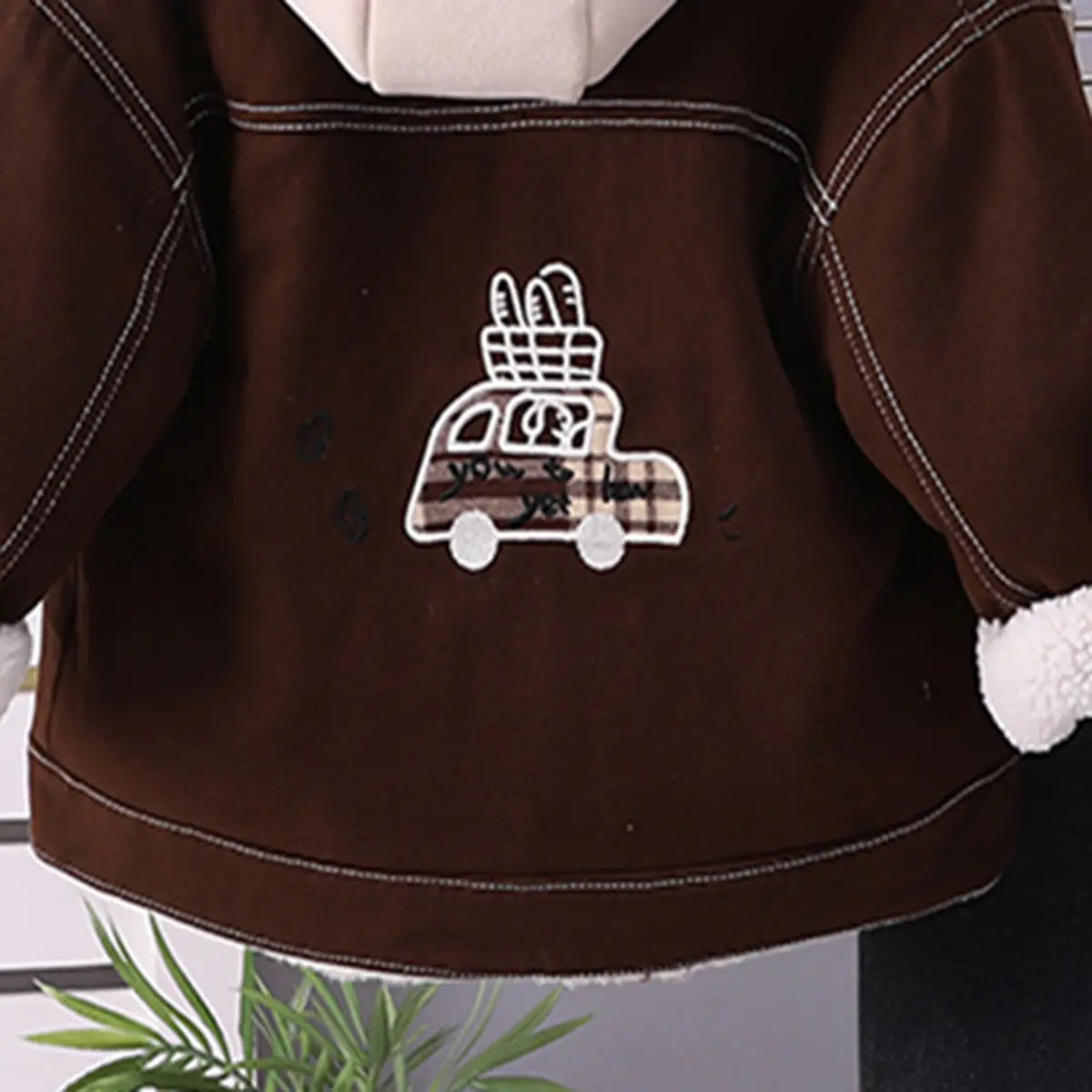 Boys Long Sleeves Dark Brown Jacket With Sweatshirt And Pants Sets 3 pc. Sets