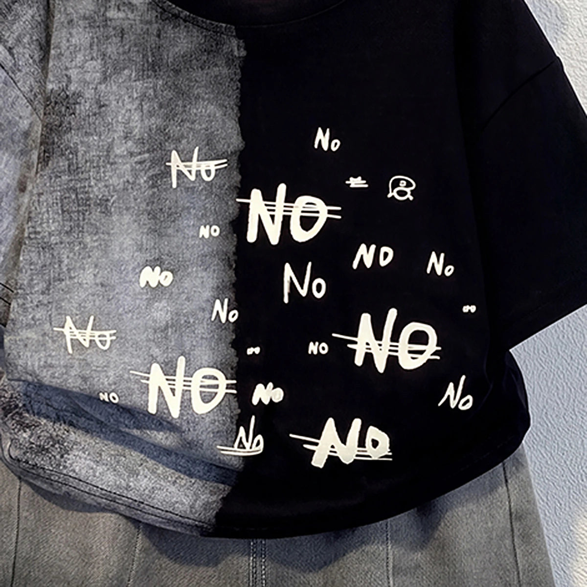 Boys Black Short Sleeve Typography Print T-Shirt With Denim Shorts Sets 2 pc. Sets