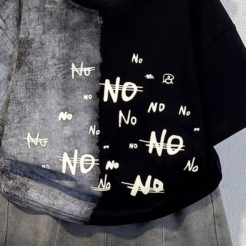 Boys Black Short Sleeve Typography Print T-Shirt With Denim Shorts Sets 2 pc. Sets