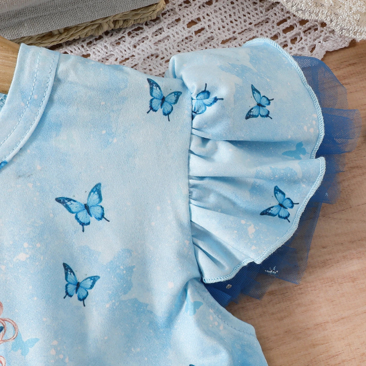Girls Sky Blue Princess Printed Fit & Flare Dress Casual Dresses