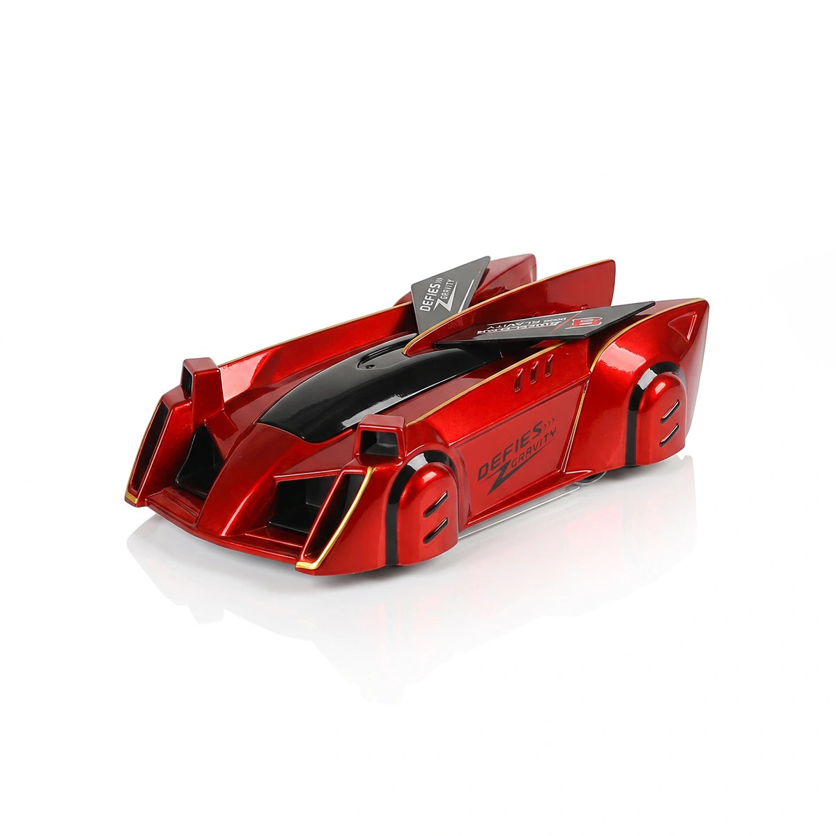 Red laser controlled car toy that defies gravity on walls