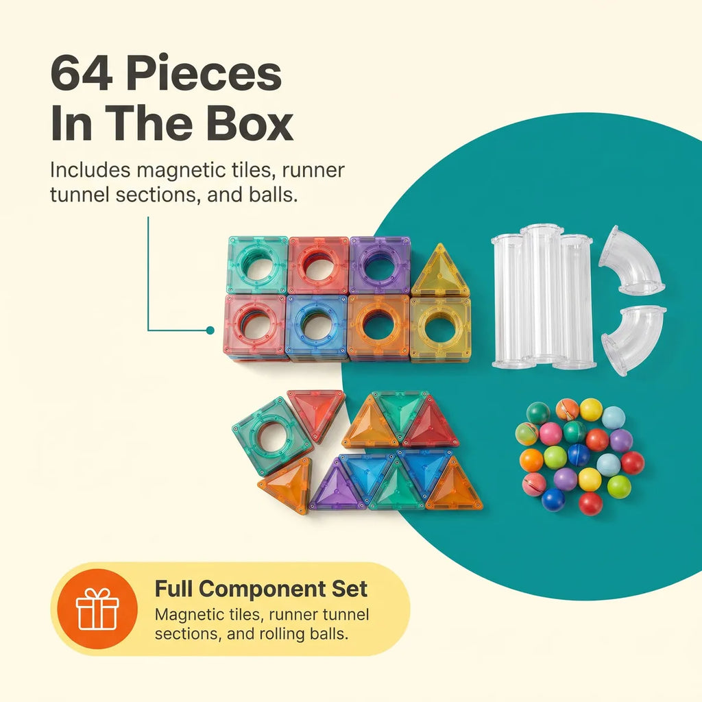 INCLUD 64 Pcs Magnetic Blocks Building Set - Build, Connect & Explore Trending Accessories