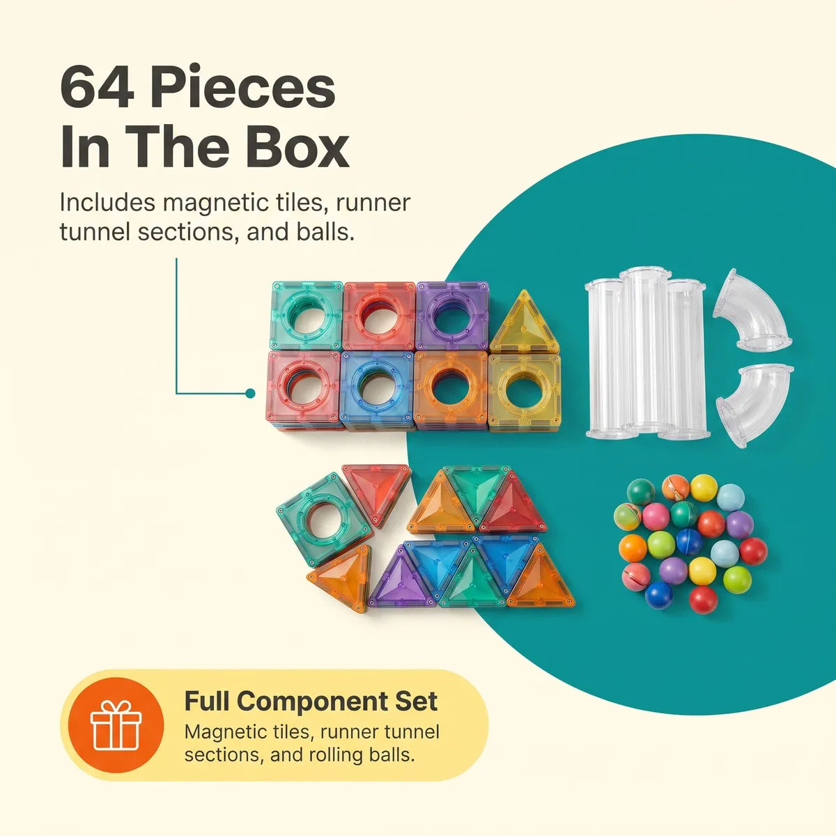 INCLUD 64 Pcs Magnetic Blocks Building Set - Build, Connect & Explore Trending Accessories