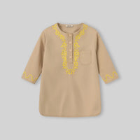 Boys Khaki Embroidered Kurta With Pajama Sets Ethnicwear Boys