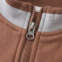 Boys Light Brown Graphic Embroidered Jacket & Jogger Sets Sets