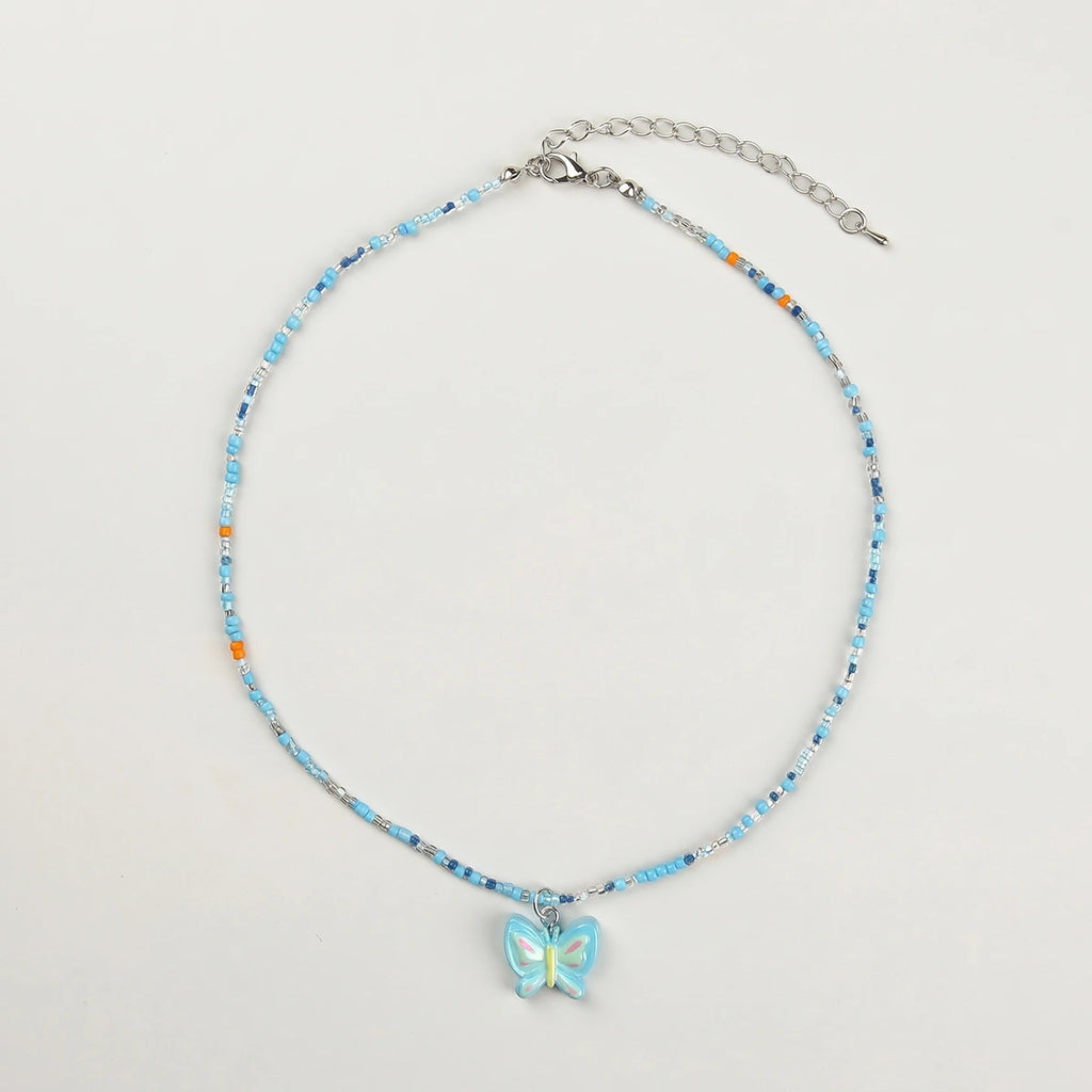 Pack Of 5 Girls Multicolour Butterfly and Rainbow Beaded Necklace Sets Necklace and Chains