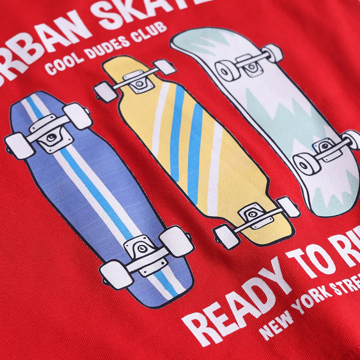 Boys Red Skate Graphics T-Shirt With Elasticated Shorts Sets 2 pc. Sets