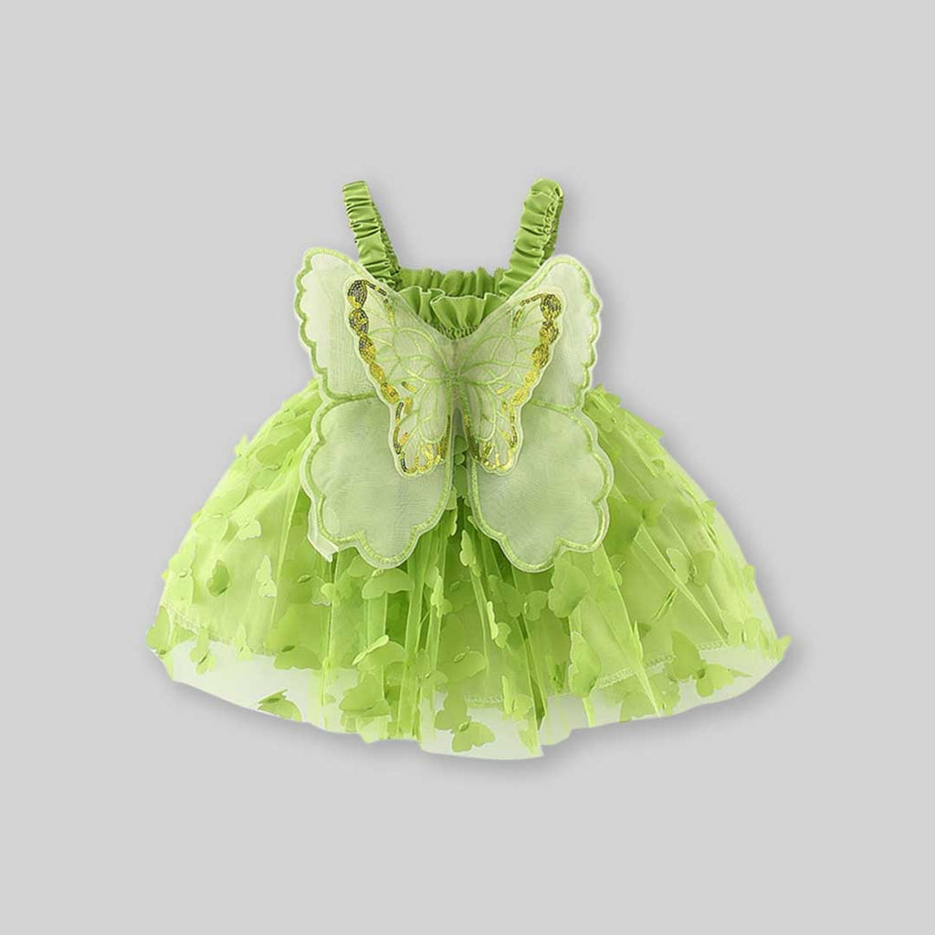 Girls Butterfly Applique Fit & Flare Dress