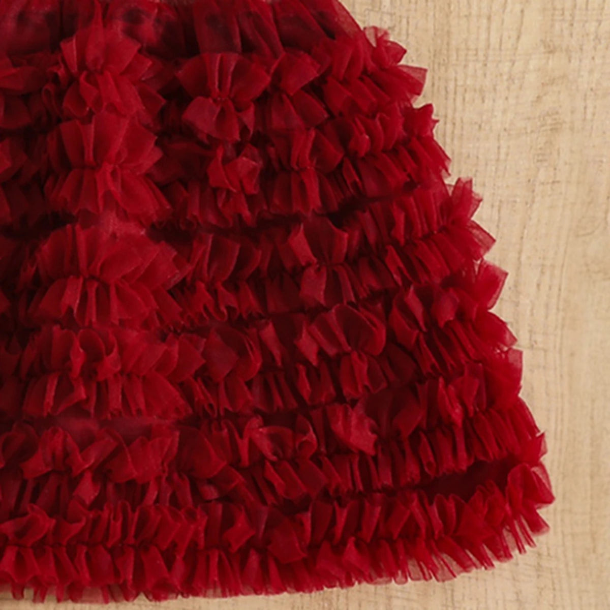 Girls Long Sleeves Top With Burgundy Tulle Ruffled Skirts Set Sets