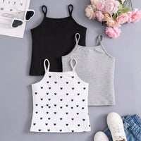 Girls Multicolour Heart Print Sleeveless Cami Tops Pack Of 3 Tops