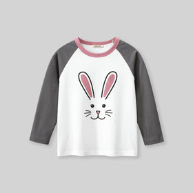 Girls Rabbit Print Long Sleeves T-Shirt Tshirts   