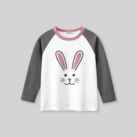 Girls Rabbit Print Long Sleeves T-Shirt Tshirts   