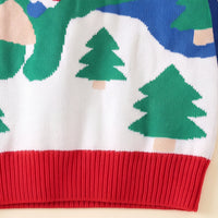 Boys Blue Sweater With Self-Design Santa Pattern Sweaters & Cardigans