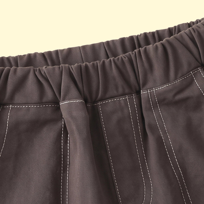 Boys Dark Brown Embroidered Jogger Pants