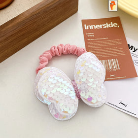 Pack of 7 Pcs Girls Multicolour Butterfly Sequin Ponytail Holders Clips