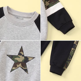Boys Grey Star Print Sweatshirt With Pants Sets 2 pc. Sets