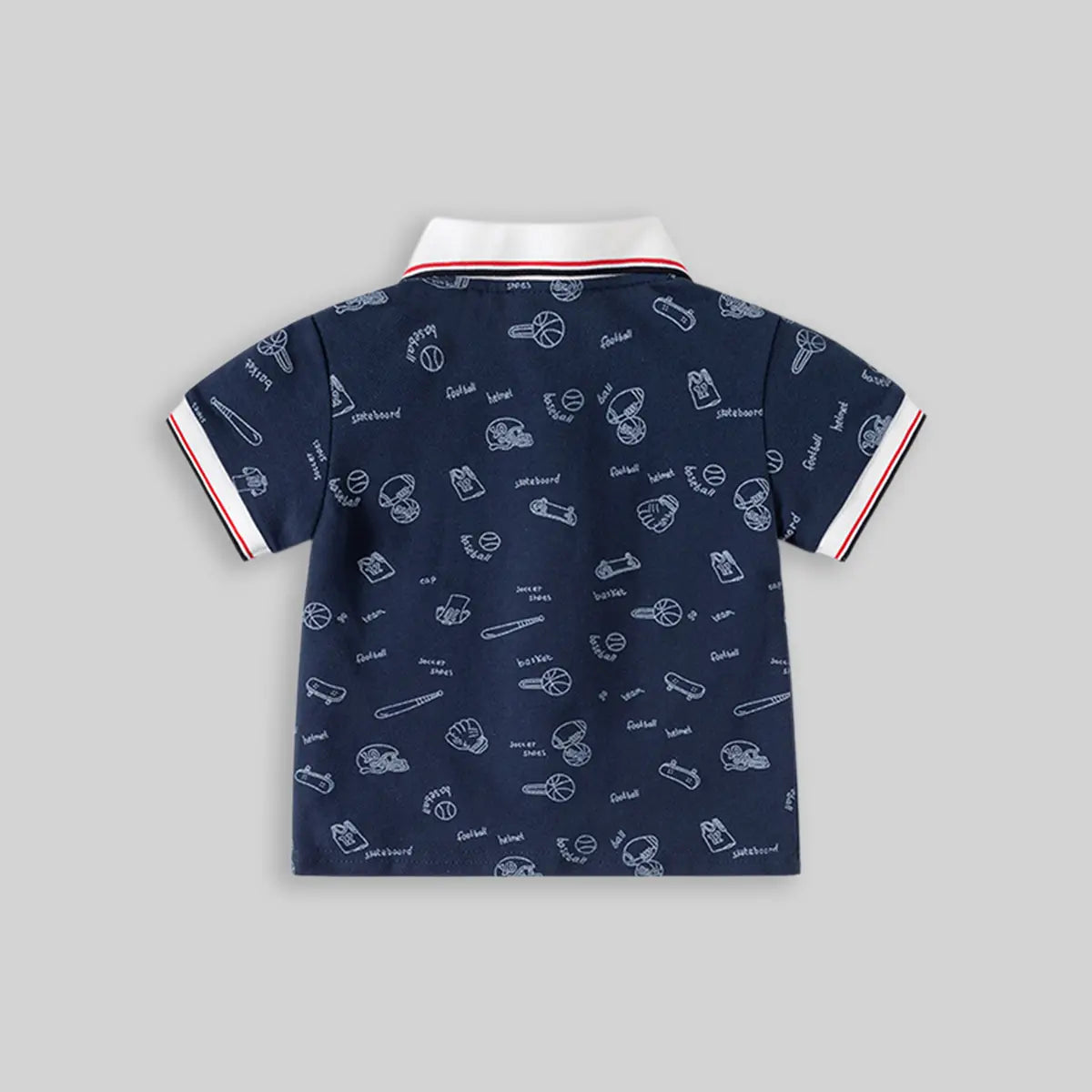 Boys Navy Blue Sports Graphics Casual Polo T-Shirt Tshirts